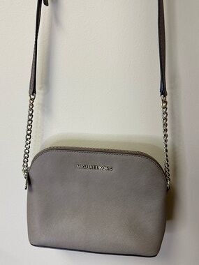 Michael Kors Gray-Taupe Crossbody Bag with Chain Strap